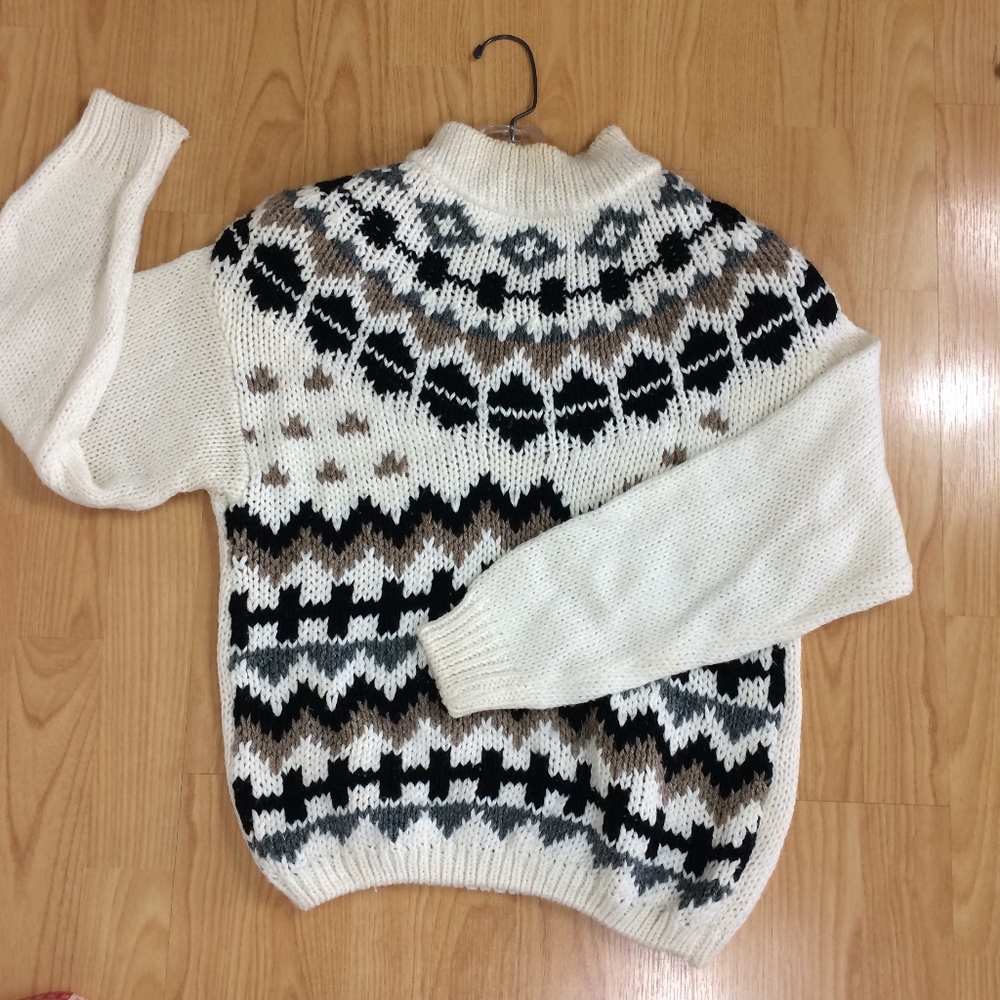 Vintage 80s sweater chunky fair isles oversize